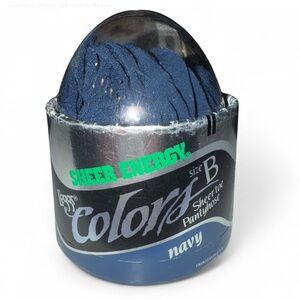 Vintage Leggs Colors Sheer Elegance Control Top Pantyhose Size B  Egg Navy Blue